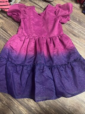 Cat & Jack Pink to Purple Ombre Sparkle Puff-Sleeve Dress